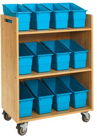 Really Good Stuff Three Tier Shelf Storage with Blue Neon Durable Book & Binder Holders by Really Good Stuff