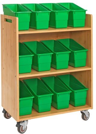 Really Good Stuff Three Tier Shelf Storage with Green Durable Book & Binder Holders by Really Good Stuff