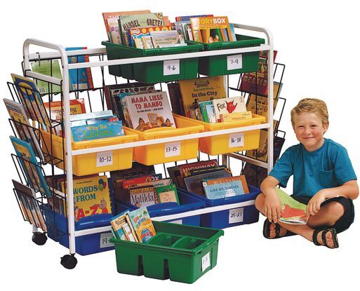 Deluxe Book Browser Cart with Tubs & Display Racks by Copernicus