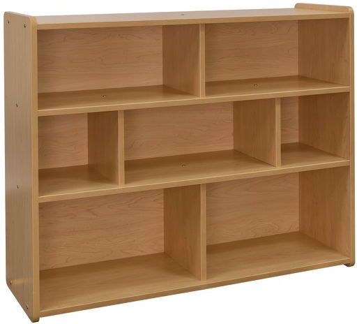 Divided 3-Shelf Storage Unit, 38"H - Maple/Maple, Assembled by Tot Mate