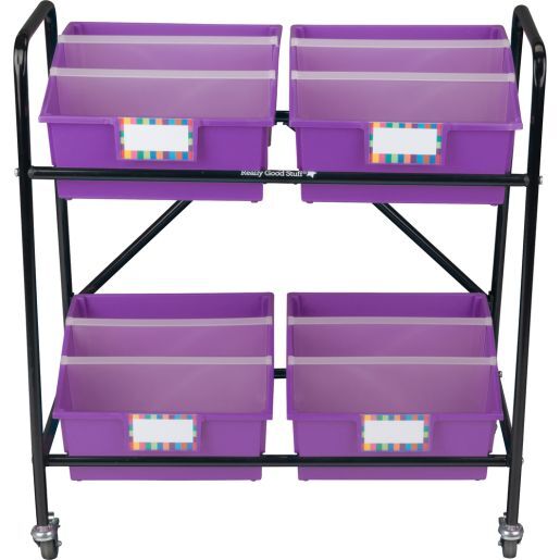 Really Good Stuff Mid-Size Mobile Storage Rack With Picture Book Bins - 1 rack, 4 bins by Really Good Stuff