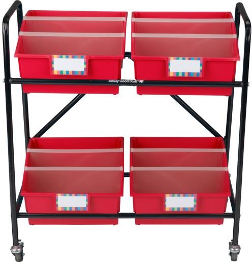 Mid-Size Mobile Storage Rack With Picture Book Bins - 1 rack, 4 bins by Really Good Stuff