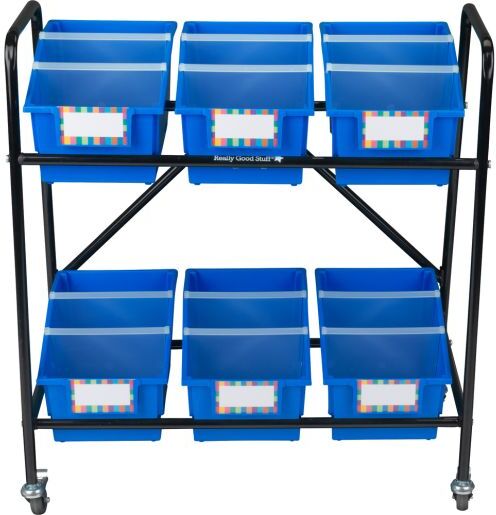 Mid-Size Mobile Storage Rack With Chapter Book Bins - 1 rack, 6 bins by Really Good Stuff