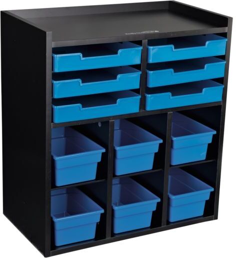 Black 6-Slot Mail And Supplies Center With 6 Trays, 6 Cubbies, And 6 Bins Single Color by Really Good Stuff