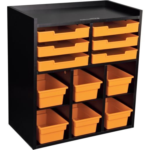 Black 6-Slot Mail And Supplies Center With 6 Trays, 6 Cubbies, And 6 Bins Single Color by Really Good Stuff