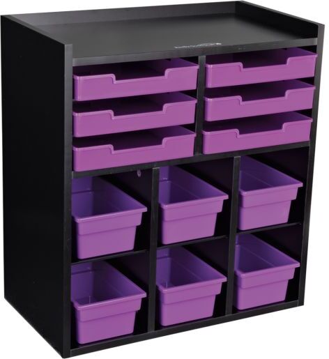 Black 6-Slot Mail And Supplies Center With 6 Trays, 6 Cubbies, And 6 Bins Single Color by Really Good Stuff