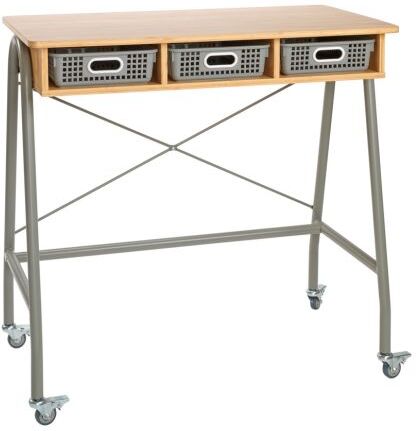 Really Good Stuff Bamboo Teacher Standing Desk with 3 Pebble Baskets by Really Good Stuff