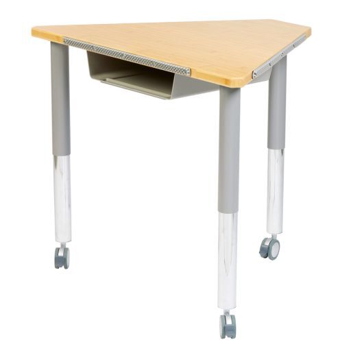 Really Good Stuff Adjustable Bamboo Top Trapezoid Sensory Desk with Tray by Really Good Stuff
