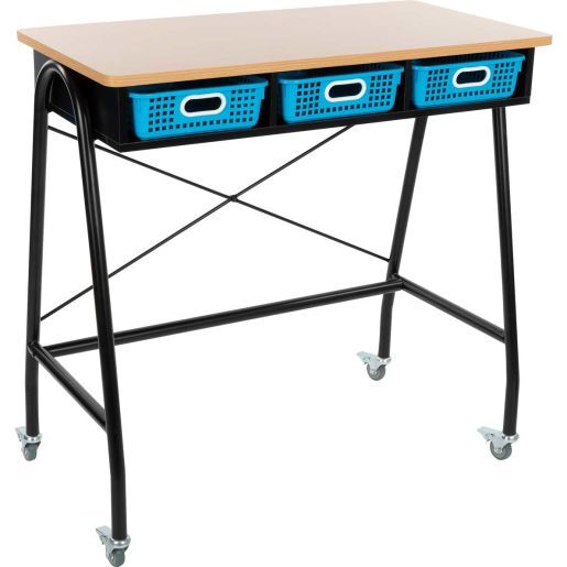 Really Good Stuff Teacher Standing Desk With Baskets - Neon Blue by Really Good Stuff