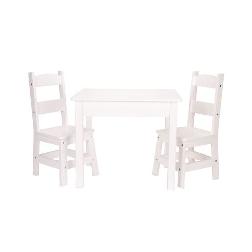Wood Table and Chairs 3-Piece Set, White by Melissa & Doug