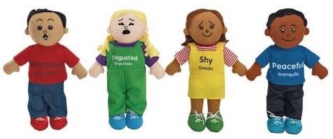 Excellerations 18" Emotions Dolls - Suprised, Disgusted, Shy, Peaceful - Set of 4