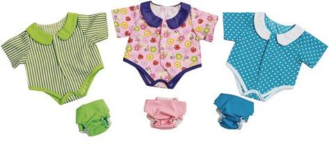 Excellerations Onesies and Diapers for 14" - 16" Dolls