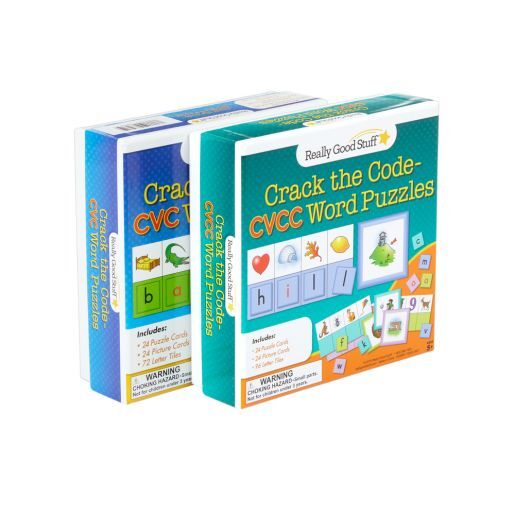 Really Good Stuff Crack The Code CVC & CVCC Word Puzzles Set - 2 Puzzle Games, 48 Puzzles by Really Good Stuff