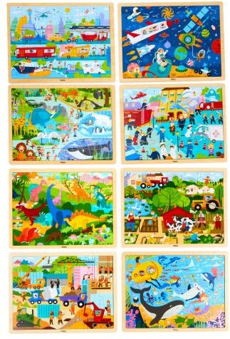 Wooden 48-Piece Puzzle Kit - Set of 8 by Viga