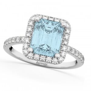 Allurez Aquamarine & Diamond Engagement Ring 14k White Gold (3.32ct)