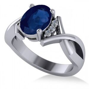 Allurez Twisted Oval Blue Sapphire Engagement Ring 14k White Gold (2.29ct)