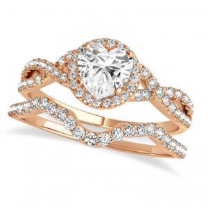 Allurez Twisted Heart Diamond Engagement Ring Bridal Set 18k Rose Gold (1.57ct)