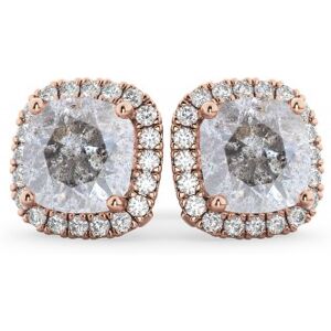 Allurez Cushion Cut Salt & Pepper Diamond & Diamond Earrings 14k Rose Gold (3.10ct)