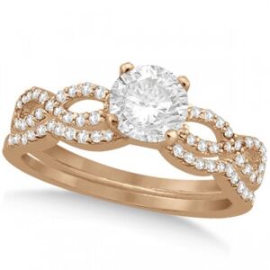 Allurez Twisted Infinity Round Lab Grown Diamond Bridal Ring Set 18k Rose Gold (2.13ct)