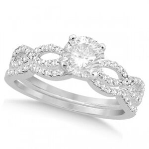 Allurez Twisted Infinity Round Lab Grown Diamond Bridal Ring Set Platinum (0.63ct)