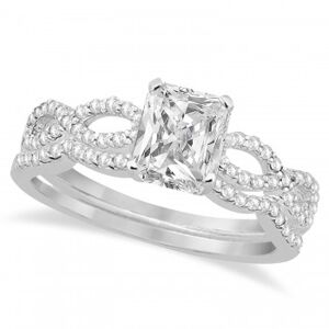 Allurez Infinity Radiant-Cut Diamond Bridal Ring Set Palladium (0.88ct)