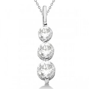 Allurez Three-Stone Graduated Diamond Pendant Necklace 14K White Gold (1.05ct)