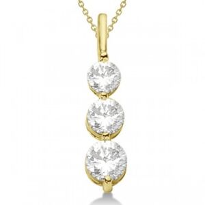 Allurez Three-Stone Graduated Diamond Pendant Necklace 14K Yellow Gold (1.05ct)