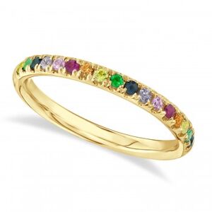 Allurez Multi-Color Sapphire Stackable Wedding Ring Band in 14K Yellow Gold (0.31ct)