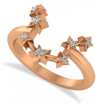 Allurez Diamond Aquarius Zodiac Constellation Star Ring 14k Rose Gold (0.9 ct)