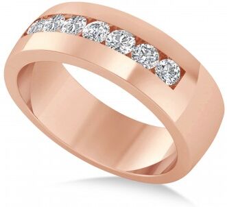 Allurez Men's Diamond Channel Set Ring Wedding Band 14k Rose Gold (0.49ct)