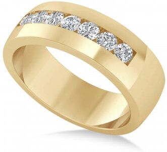 Allurez Men's Diamond Channel Set Ring Wedding Band 14k Yellow Gold (0.49ct)