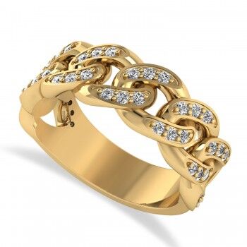 Allurez Diamond Novelty Chain Men's Ring 14k Yellow Gold (0.63ct)