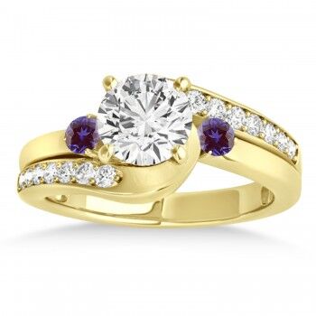 Allurez Swirl Design Lab Alexandrite & Diamond Engagement Ring Setting 18k Yellow Gold 0.38ct