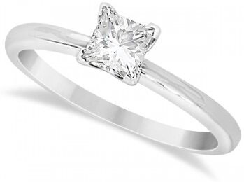 Allurez Moissanite Solitaire Engagement Ring Princess 14K White Gold 1.50ct