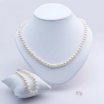 Allurez Freshwater Pearl Jewelry Set 6.0-6.5mm Sterling Silver