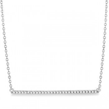 Allurez Sideways Bar Diamond Necklace Fashion Pendant 14k White Gold  0.15ct