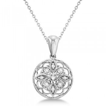 Allurez Circle Antique Diamond Pendant Necklace Sterling Silver (0.05ct)