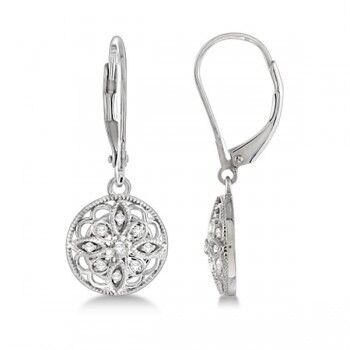 Allurez Antique Style Designer Diamond Earrings Sterling Silver (0.10ct)