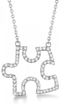 Allurez Diamond Puzzle Pendant Necklace 14k White Gold (0.33ct)