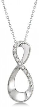 Allurez Infinity Diamond Pendant with 18 Inch Chain 14K White Gold 0.05ctw