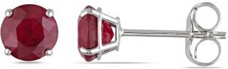 Allurez Red Ruby Ear Pin Stud Earrings 14k White Gold (1.10ct)