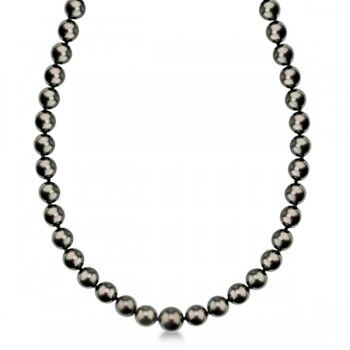 Allurez Women's AAA Tahitian Pearl Strand Necklace 18 inch Station 8.0-10.5mm