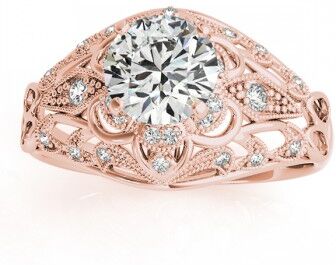 Allurez Vintage Art Deco Diamond Engagement Ring Setting 14k Pink Gold 0.20ct