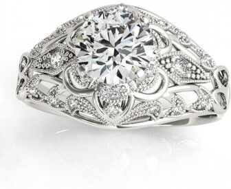 Allurez Vintage Art Deco Diamond Engagement Ring Setting 14k White Gold 0.20ct