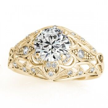Allurez Vintage Art Deco Diamond Engagement Ring Setting 14k Yellow Gold .19ct
