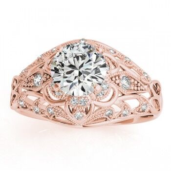 Allurez Vintage Art Deco Diamond Engagement Ring Setting 18k Pink Gold 0.20ct
