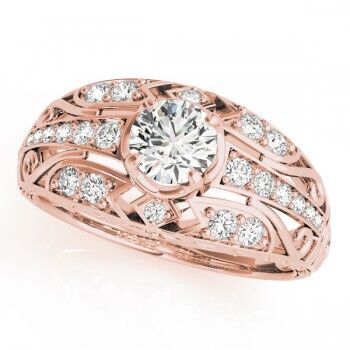 Allurez Diamond Art Deco Engagement Ring 14k Rose Gold (0.73ct)
