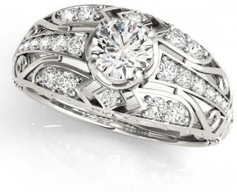 Allurez Diamond Art Deco Engagement Ring 14k White Gold (0.73ct)