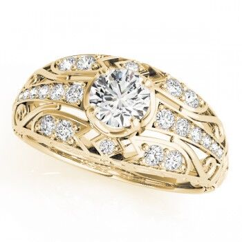 Allurez Diamond Art Deco Engagement Ring 14k Yellow Gold (0.73ct)