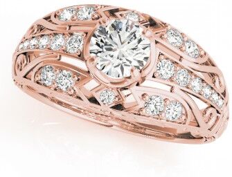 Allurez Diamond Art Deco Engagement Ring 18k Rose Gold (0.73ct)